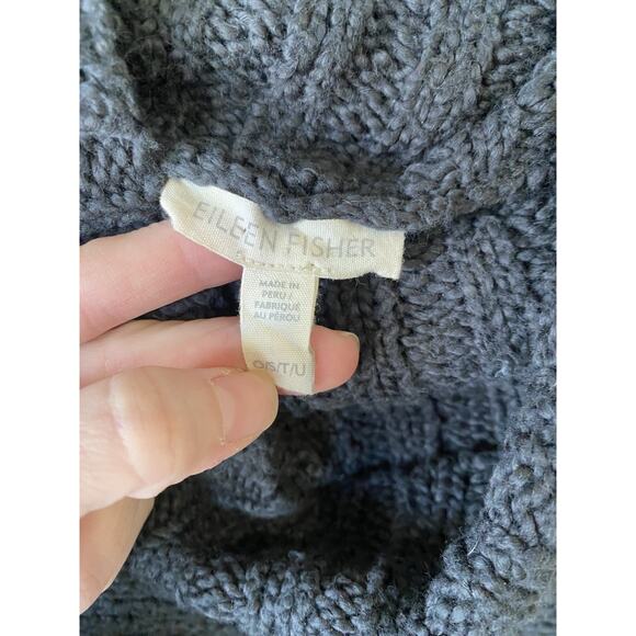 Eileen Fisher Womens One Size Asymmetric Pullover Poncho Sweater Organic Cotton - Picture 3 of 7